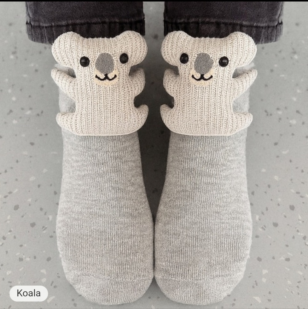Adorable 3D Knit Koala‎ Socks One Size Womens Or Older Kids V26